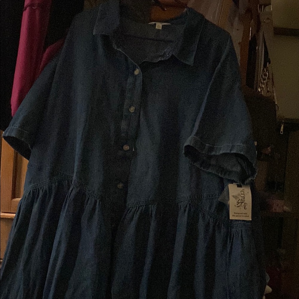 Terra & Sky Dark Blue Kids Denim Dress